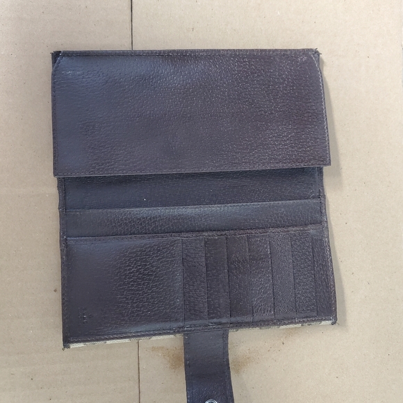Gucci Monogram GG Long Continental Flap bifold wallet dark brown beige authentic - Picture 10 of 11